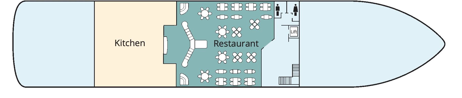MS Antares, Deck 1: official cabin and venue layout