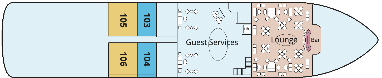 MS Antares, Deck 2: official cabin and venue layout
