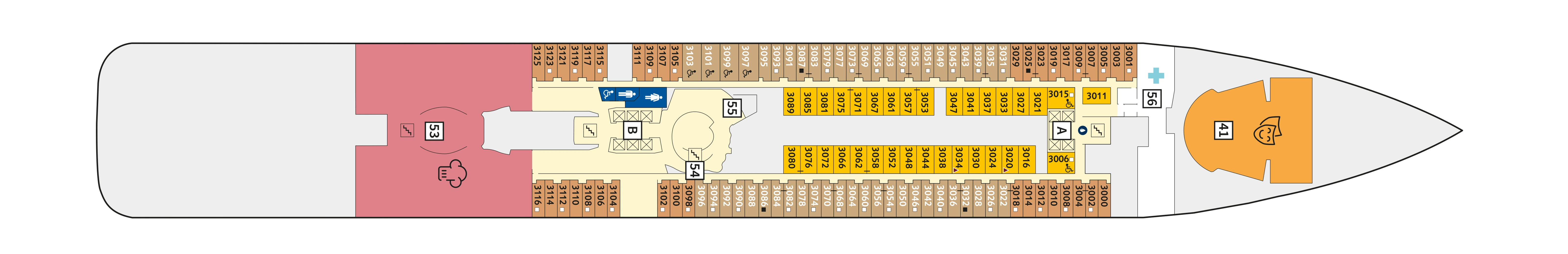 Mein Schiff 3, Deck 3: official cabin and venue layout