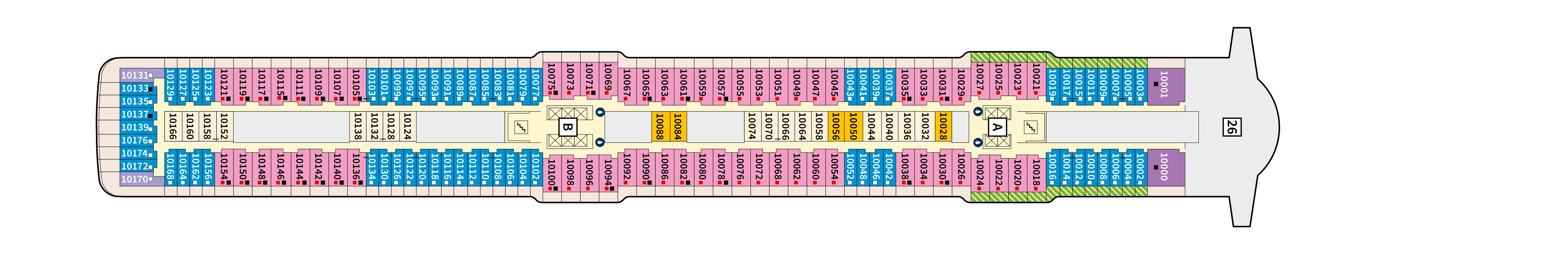 Mein Schiff 3, Deck 10: official cabin and venue layout