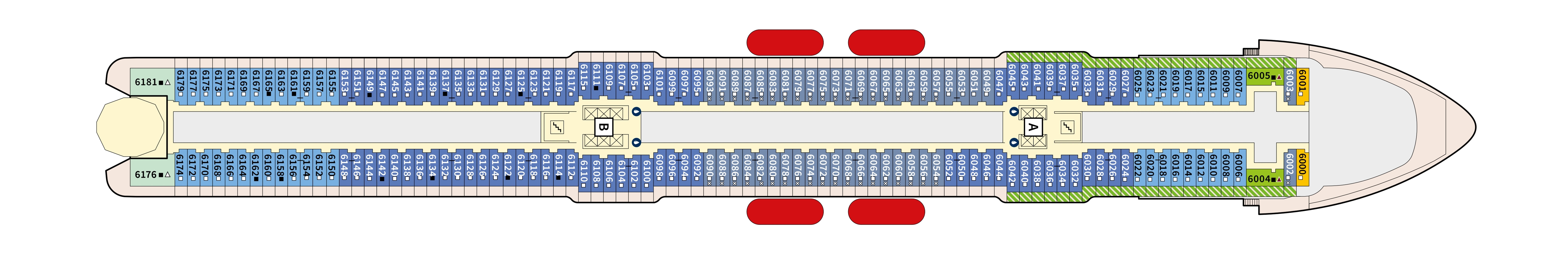Mein Schiff 3, Deck 6: official cabin and venue layout
