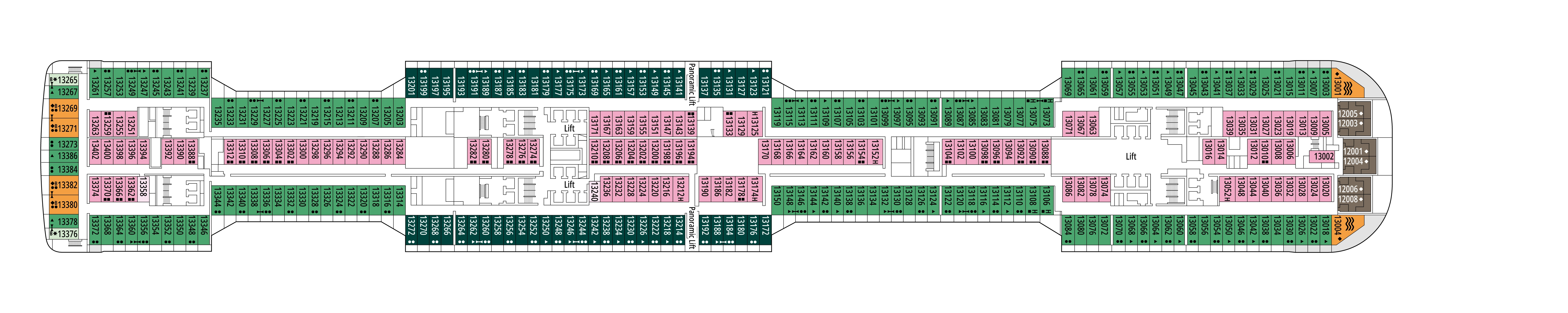 MSC Grandiosa, Deck 13: official cabin and venue layout