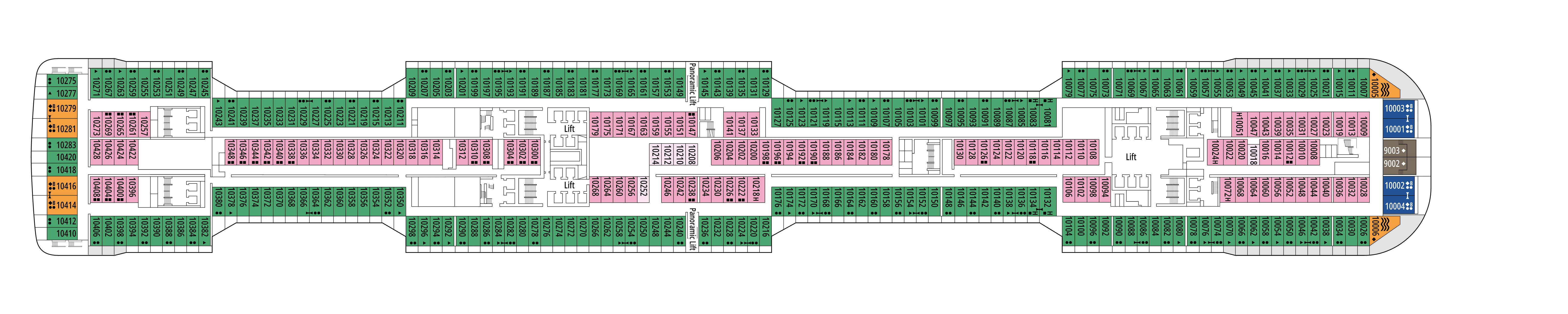 MSC Grandiosa, Deck 10: official cabin and venue layout
