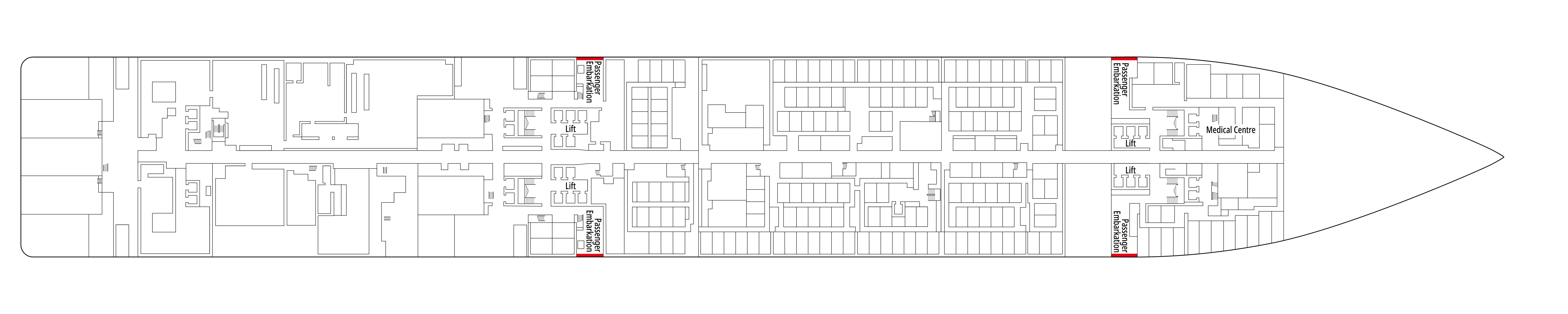 MSC Grandiosa, Deck 4: official cabin and venue layout