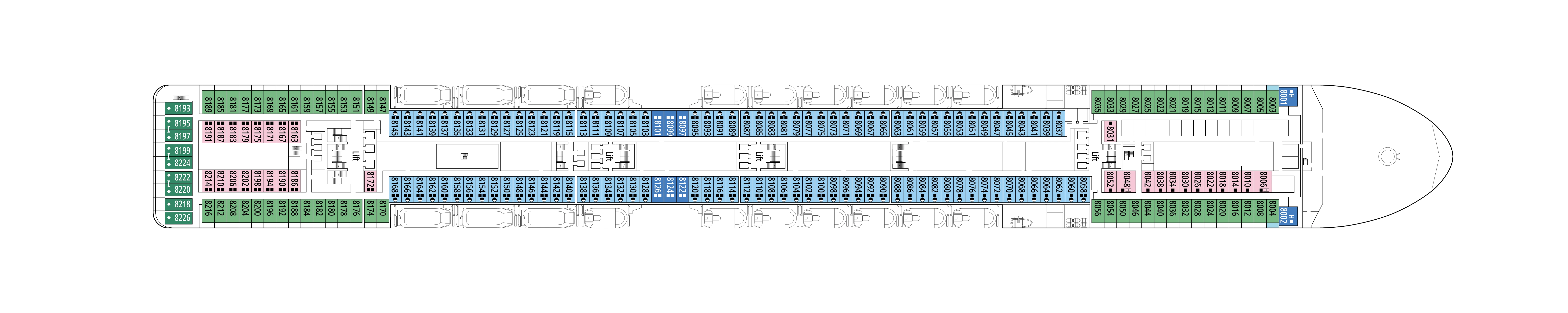 MSC Magnifica, Deck 8: official cabin and venue layout