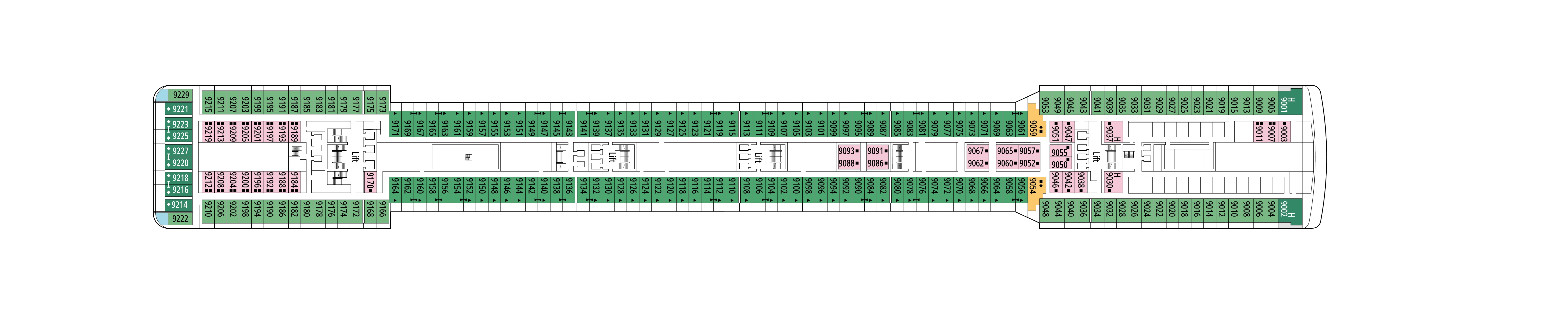 MSC Magnifica, Deck 9: official cabin and venue layout