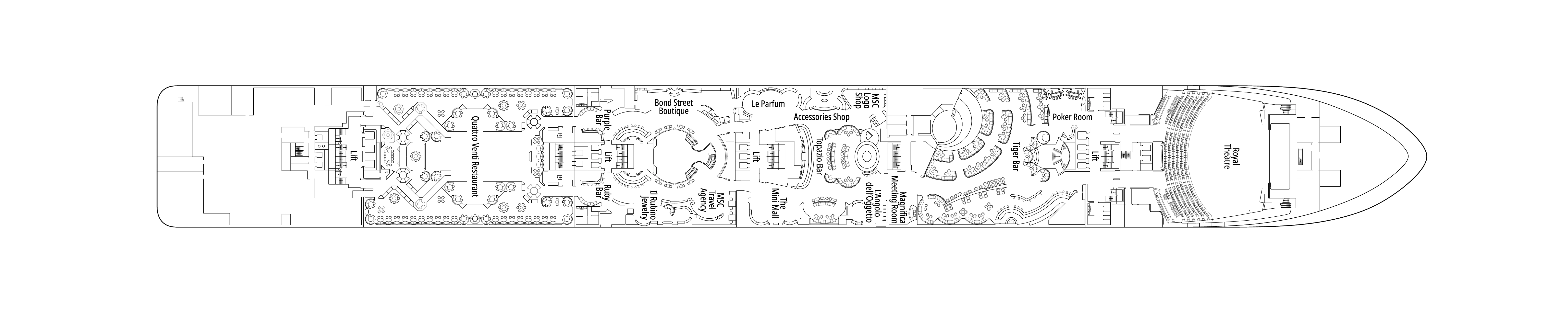 MSC Magnifica, Deck 6: official cabin and venue layout