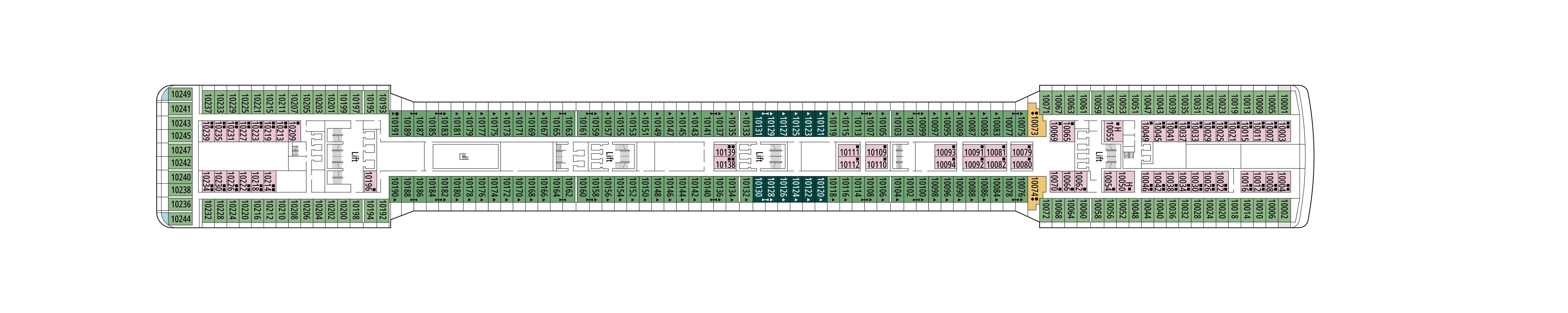 MSC Magnifica, Deck 10: official cabin and venue layout