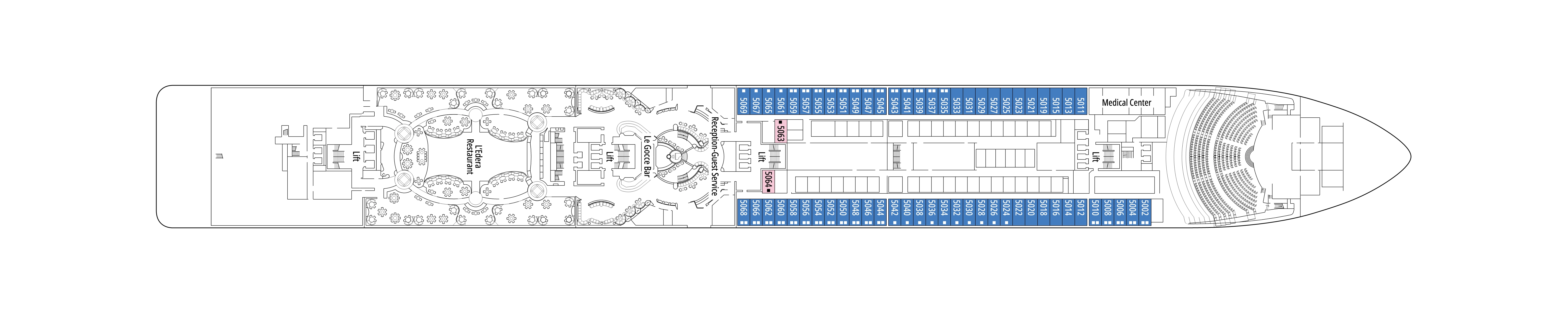 MSC Magnifica, Deck 5: official cabin and venue layout