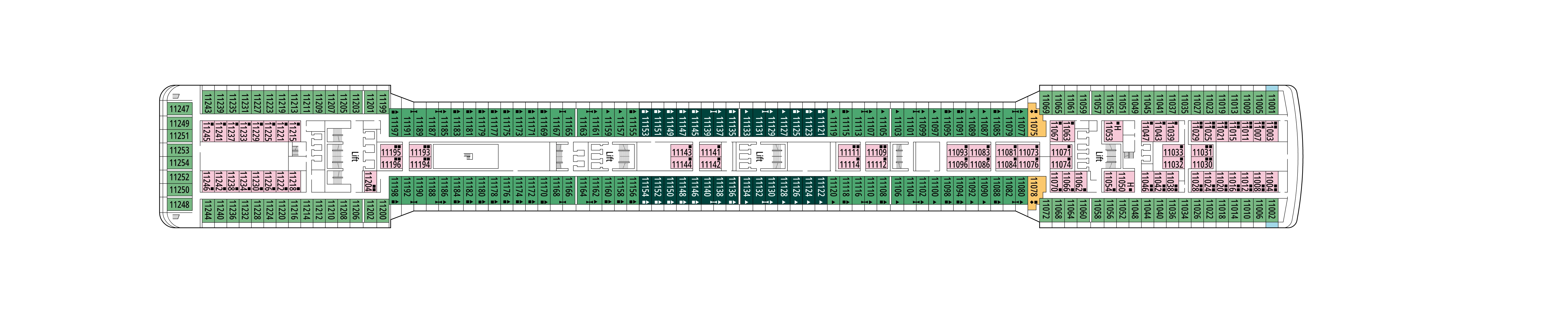 MSC Magnifica, Deck 11: official cabin and venue layout
