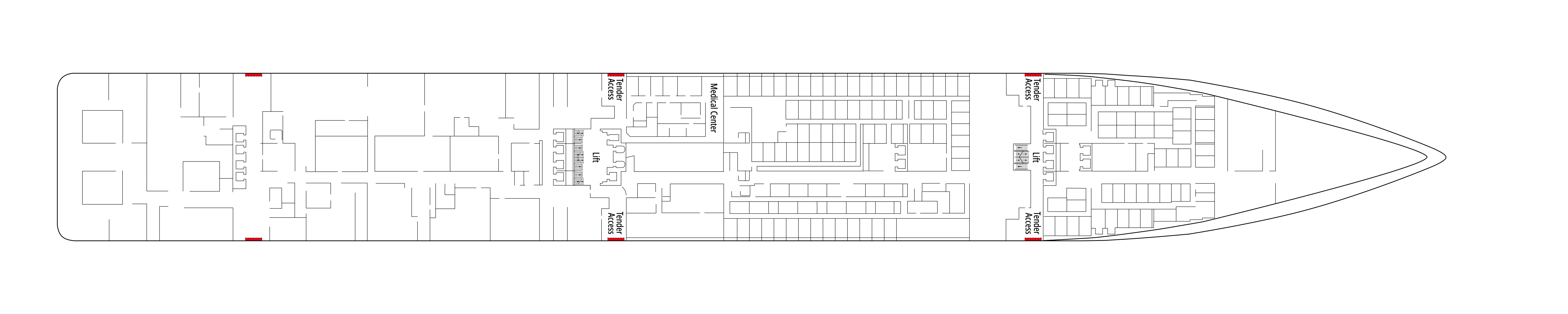 MSC Fantasia, Deck 4: official cabin and venue layout