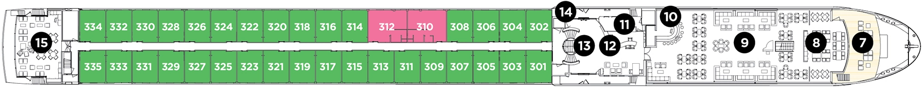 Avalon Expression, Deck 3: official cabin and venue layout