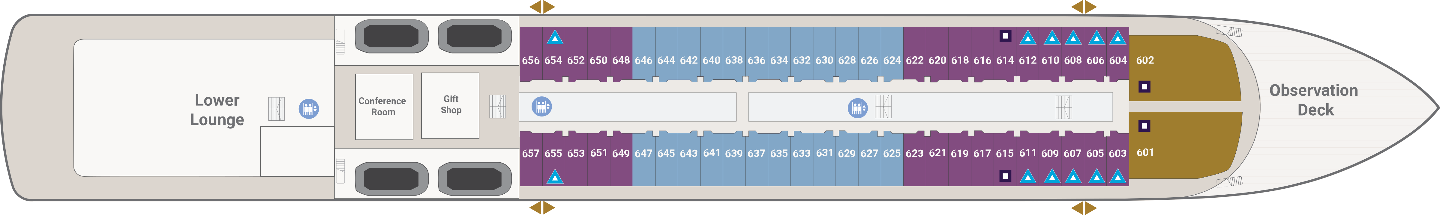 Atlas Adventurer, Deck 6: official cabin and venue layout