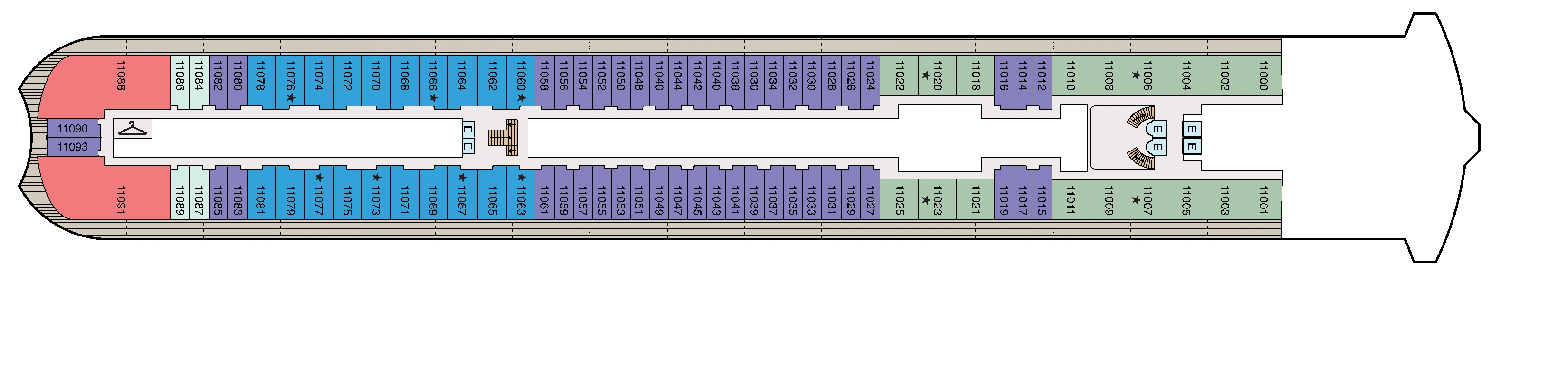 Oceania Sonata, Deck 11: official cabin and venue layout