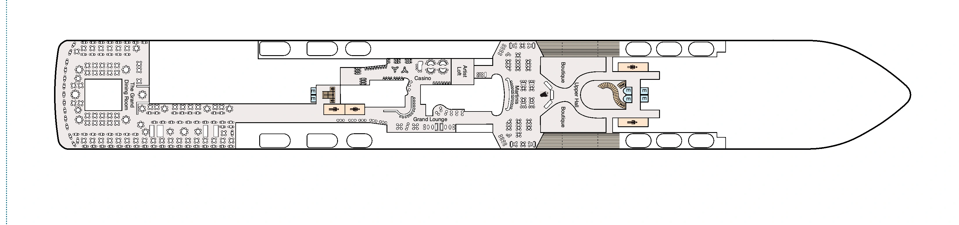 Oceania Sonata, Deck 5: official cabin and venue layout