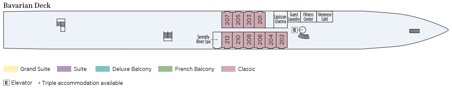 S.S. Maria Theresa, Deck 1: official cabin and venue layout