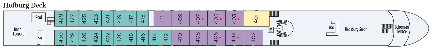 S.S. Maria Theresa, Deck 3: official cabin and venue layout