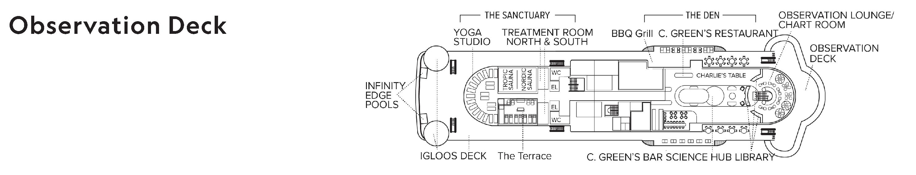 National Geographic Resolution, Deck 6: official cabin and venue layout