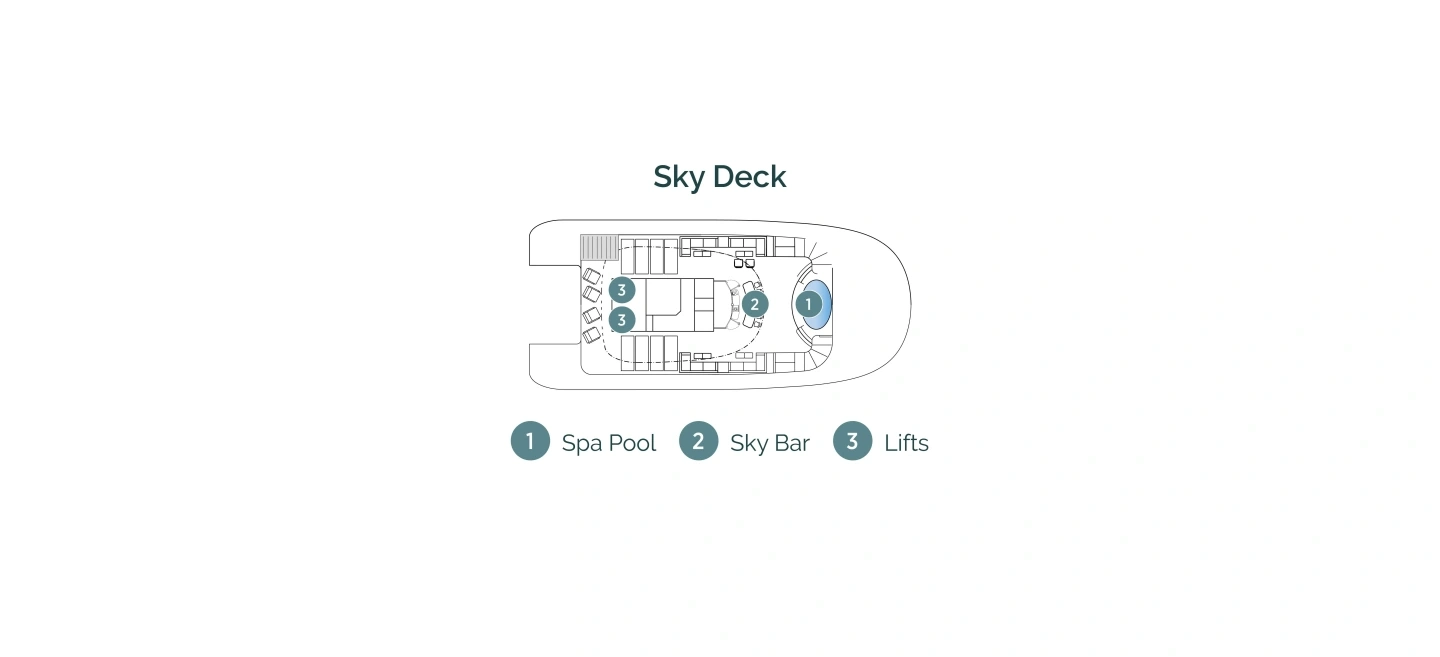 Emerald Sakara, Deck 6: official cabin and venue layout