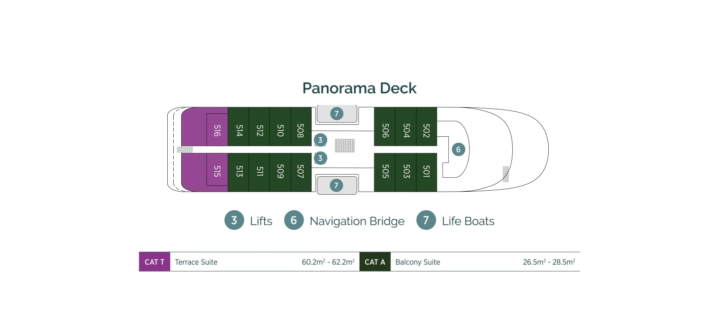 Emerald Sakara, Deck 4: official cabin and venue layout