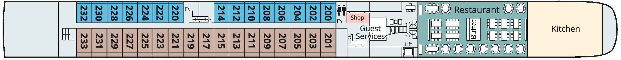 Viking Skaga, Deck 2: official cabin and venue layout