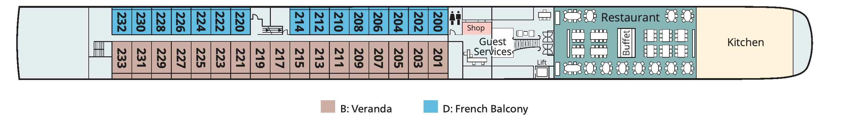 Viking Radgrid, Deck 2: official cabin and venue layout