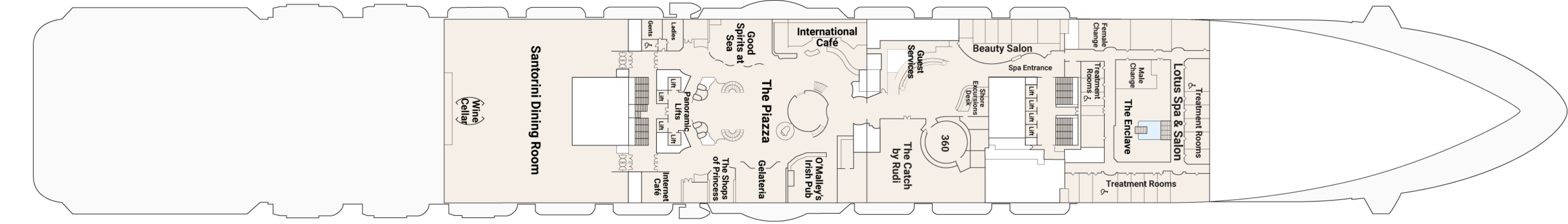 Enchanted Princess, Deck 5: official cabin and venue layout