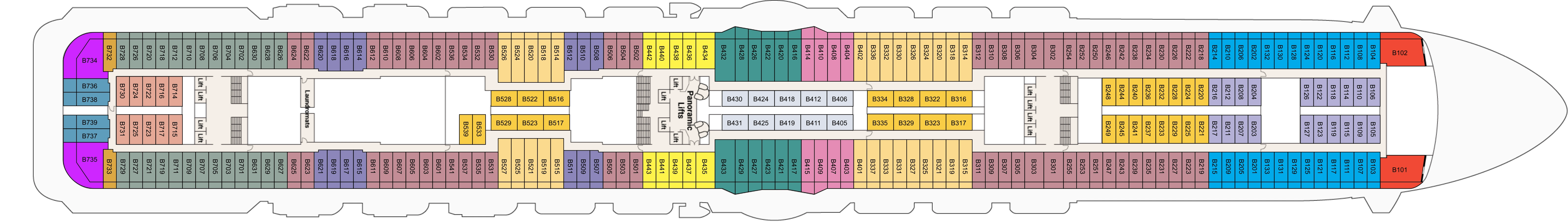 Enchanted Princess, Deck 11: official cabin and venue layout