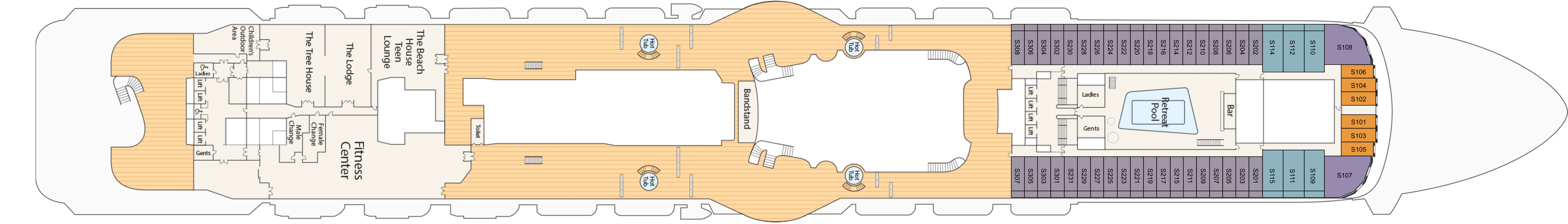 Enchanted Princess, Deck 17: official cabin and venue layout