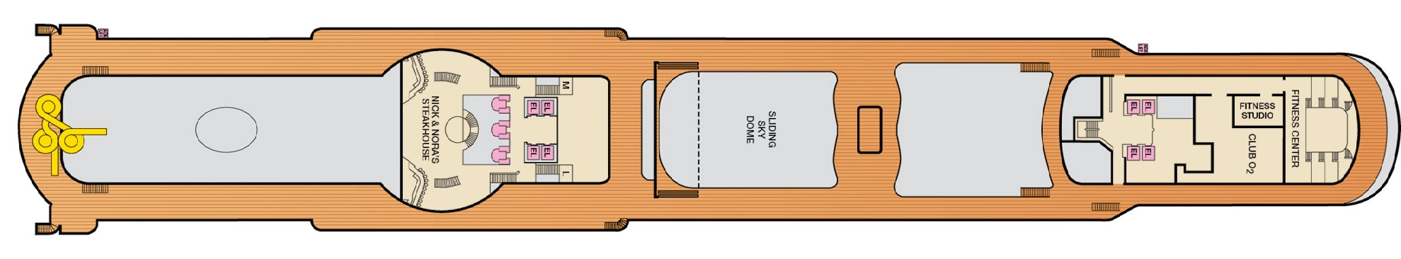 Carnival Miracle, Deck 10: official cabin and venue layout