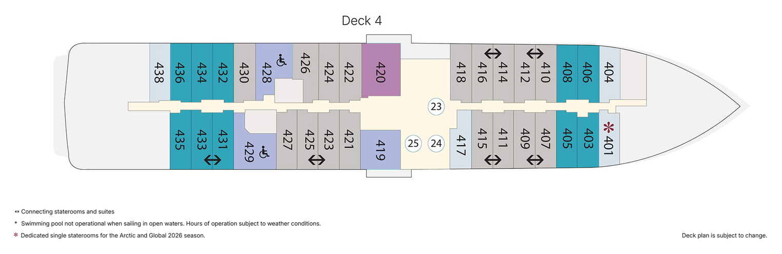 Douglas Mawson, Deck 4: official cabin and venue layout