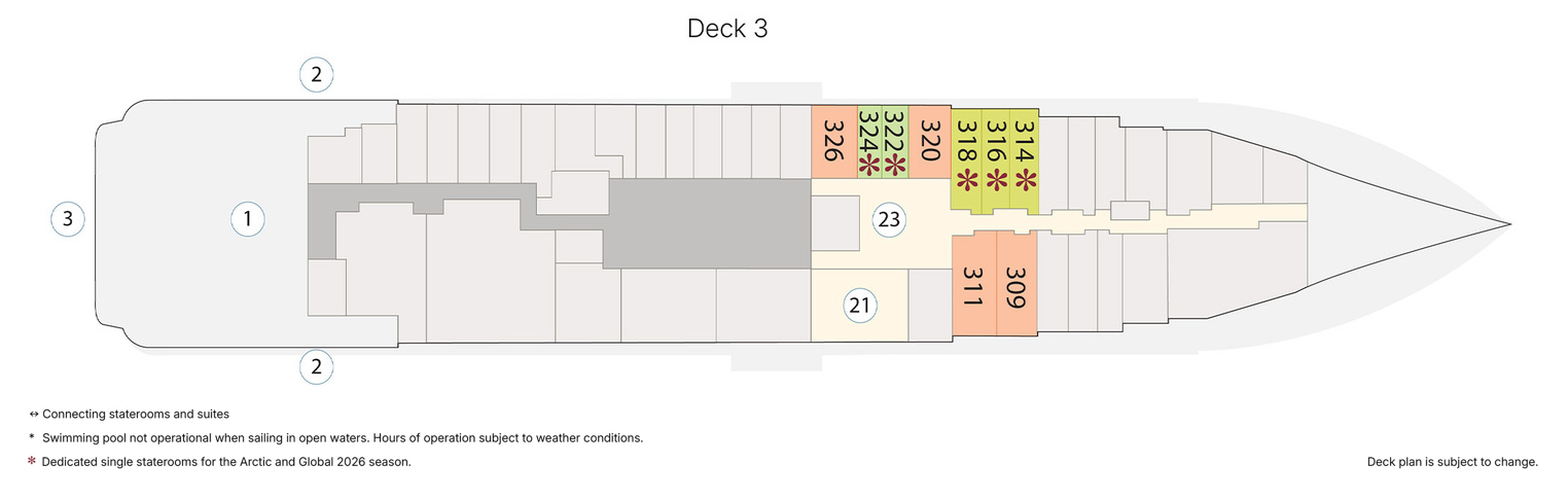 Douglas Mawson, Deck 3: official cabin and venue layout