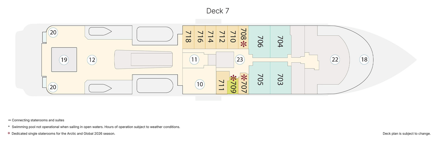 Douglas Mawson, Deck 7: official cabin and venue layout