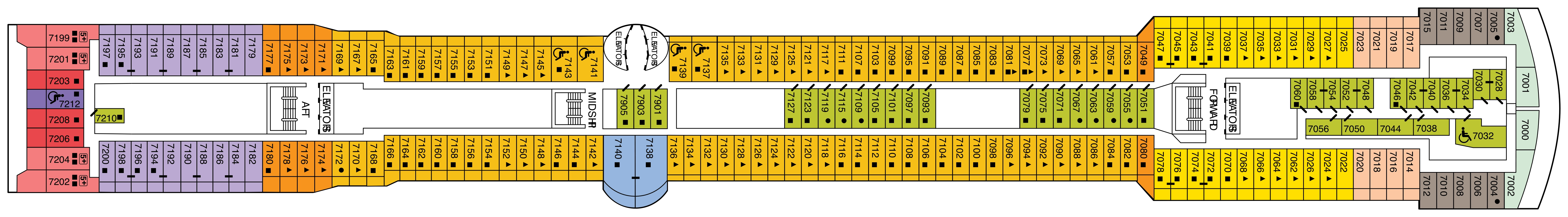 Celebrity Summit, Deck 7: official cabin and venue layout