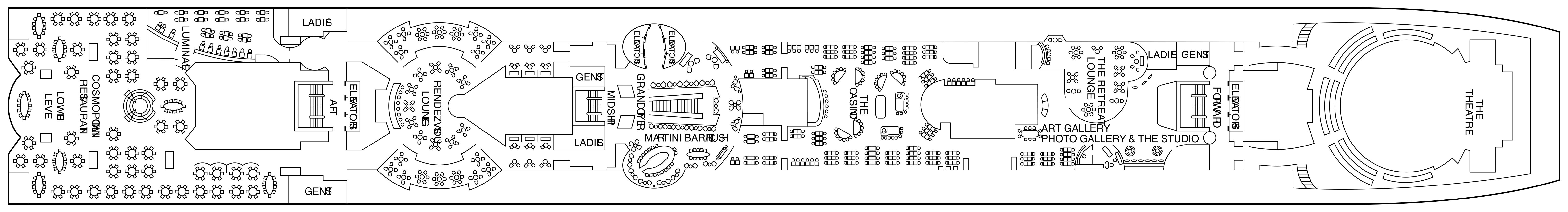 Celebrity Summit, Deck 4: official cabin and venue layout