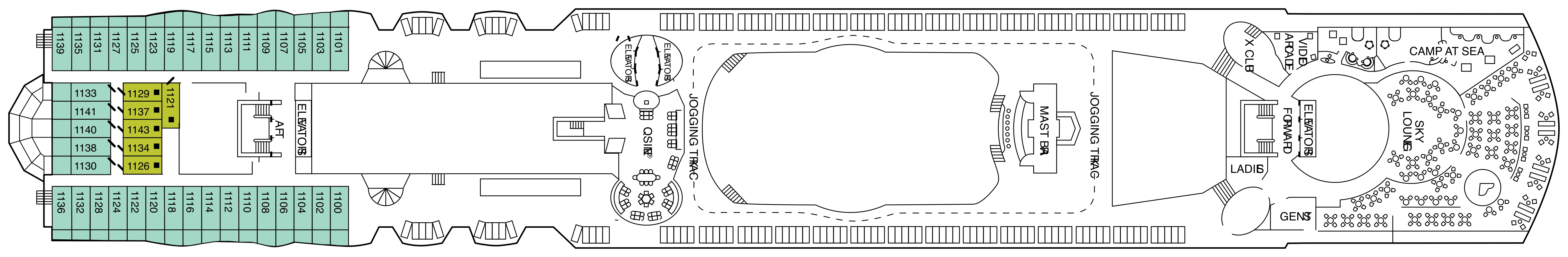 Celebrity Summit, Deck 11: official cabin and venue layout