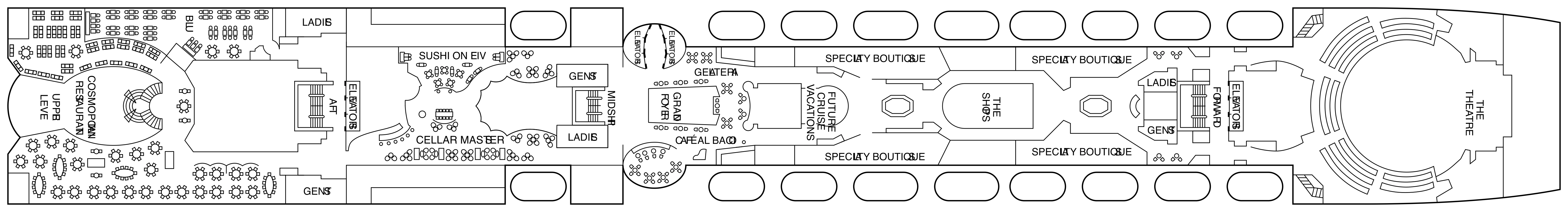 Celebrity Summit, Deck 5: official cabin and venue layout