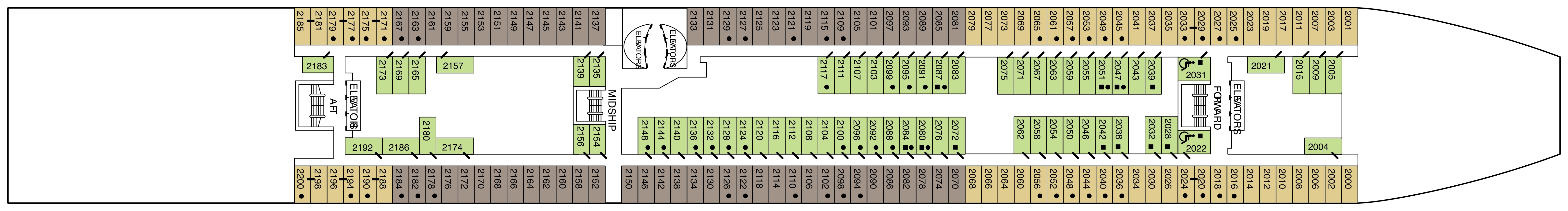 Celebrity Summit, Deck 2: official cabin and venue layout