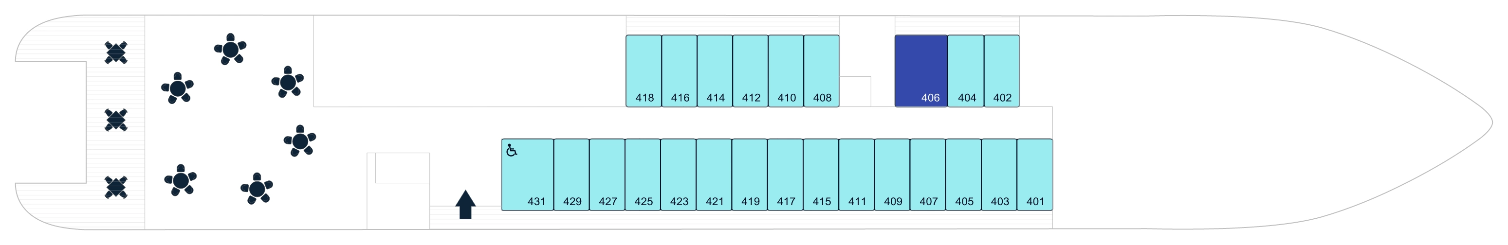 Le Bougainville, Deck 4: official cabin and venue layout