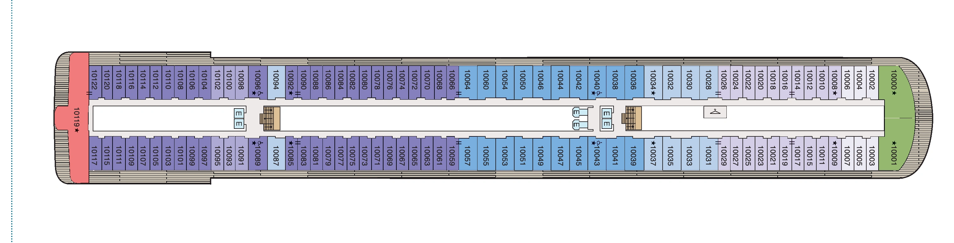 Oceania Vista, Deck 10: official cabin and venue layout