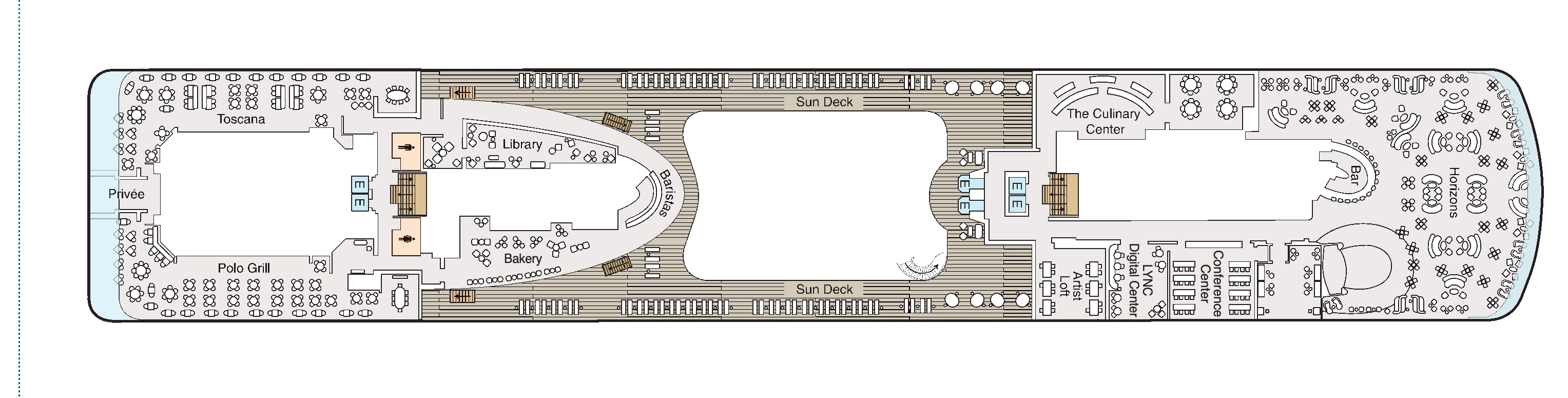 Oceania Vista, Deck 14: official cabin and venue layout