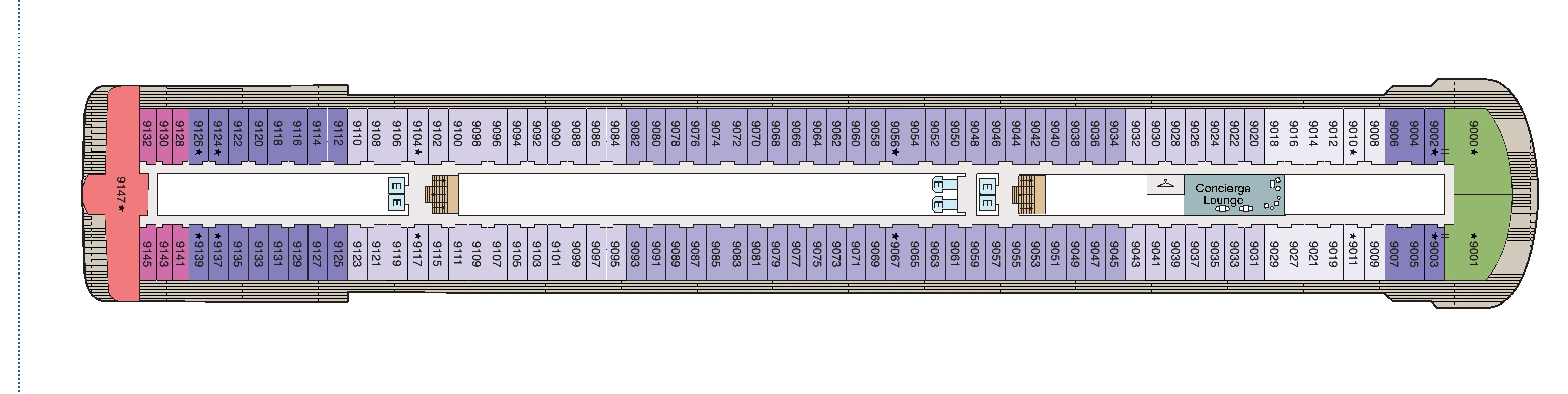 Oceania Vista, Deck 9: official cabin and venue layout