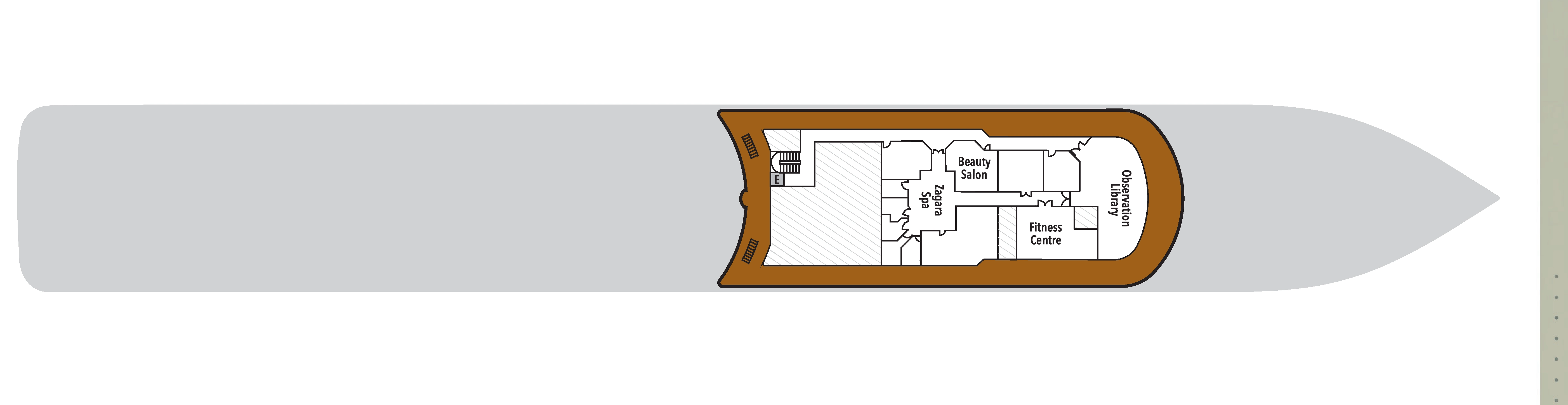 Silver Shadow, Deck 10: official cabin and venue layout