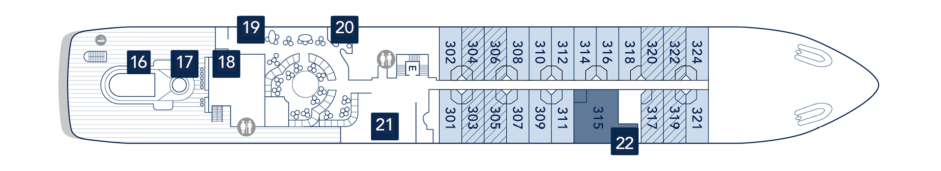 SeaDream I, Deck 3: official cabin and venue layout