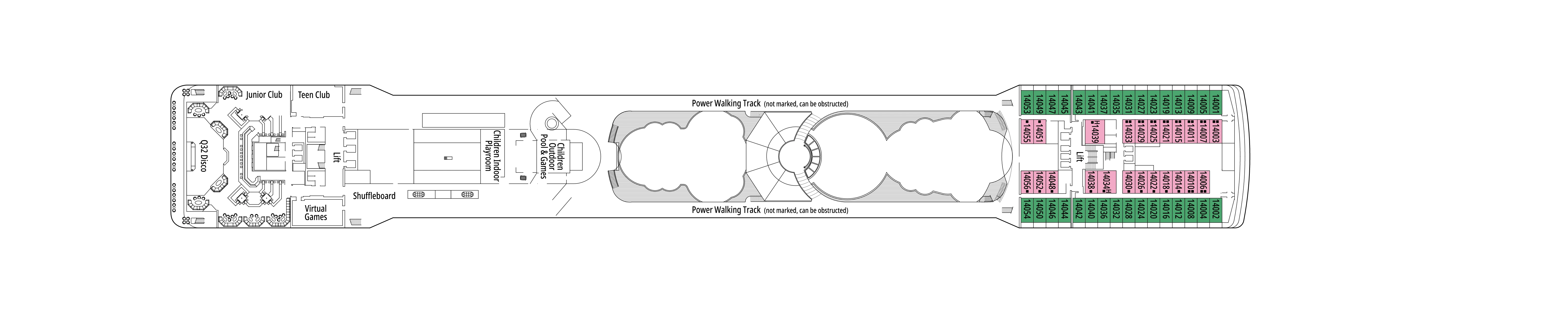MSC Musica, Deck 14: official cabin and venue layout