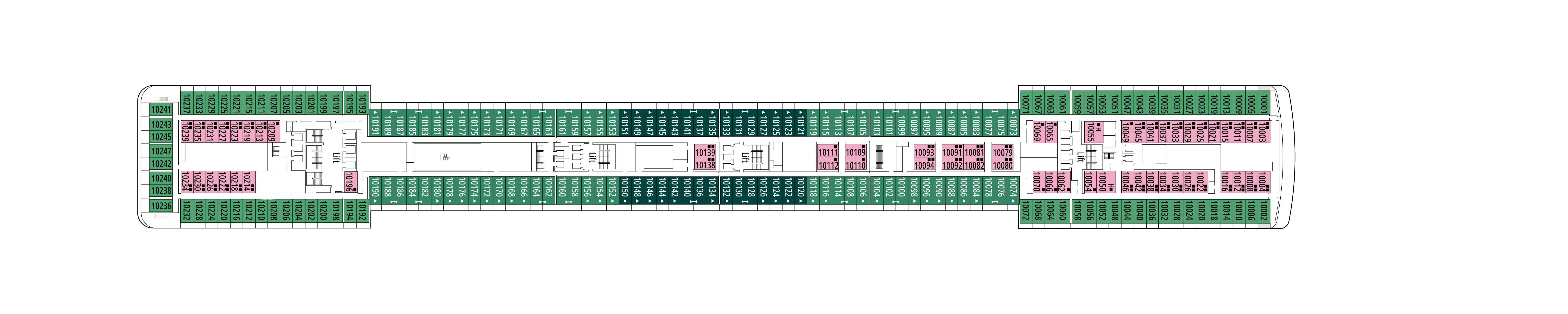 MSC Musica, Deck 10: official cabin and venue layout