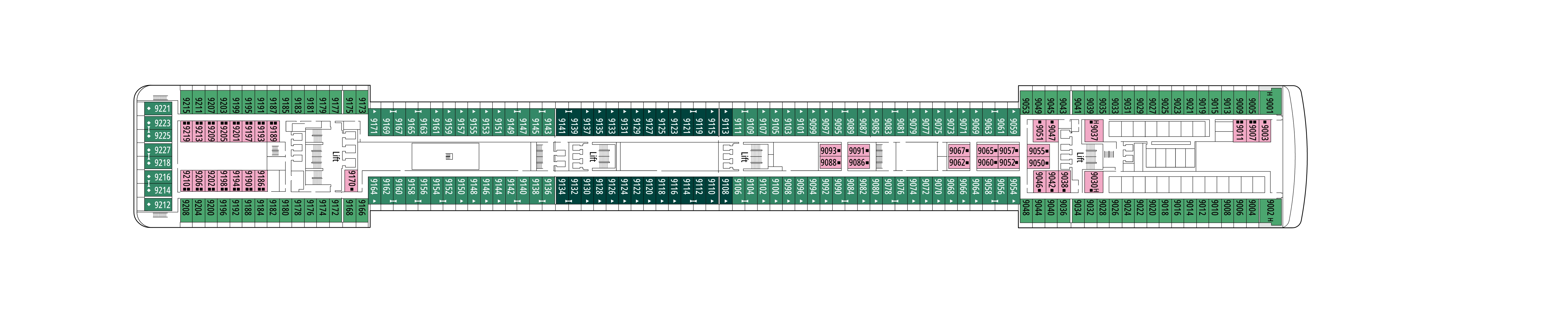MSC Musica, Deck 9: official cabin and venue layout