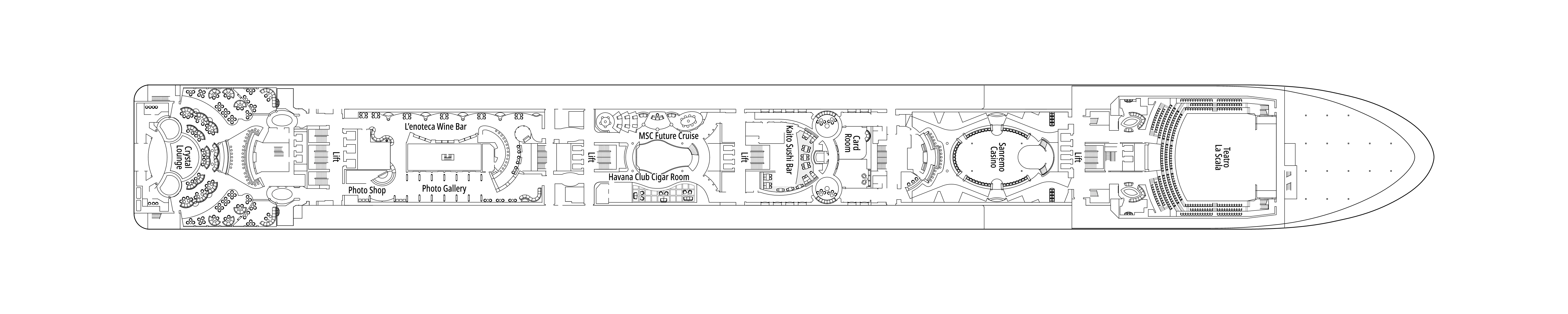 MSC Musica, Deck 7: official cabin and venue layout