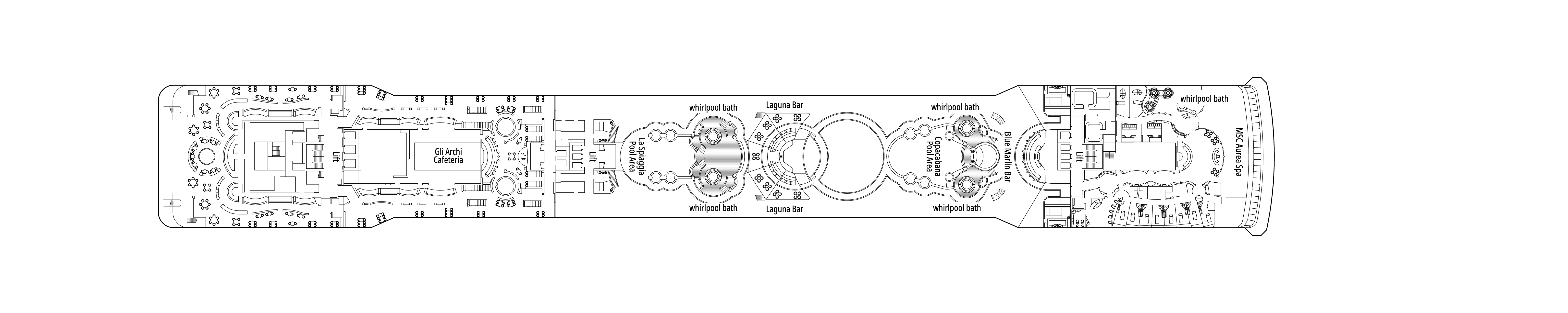MSC Musica, Deck 13: official cabin and venue layout