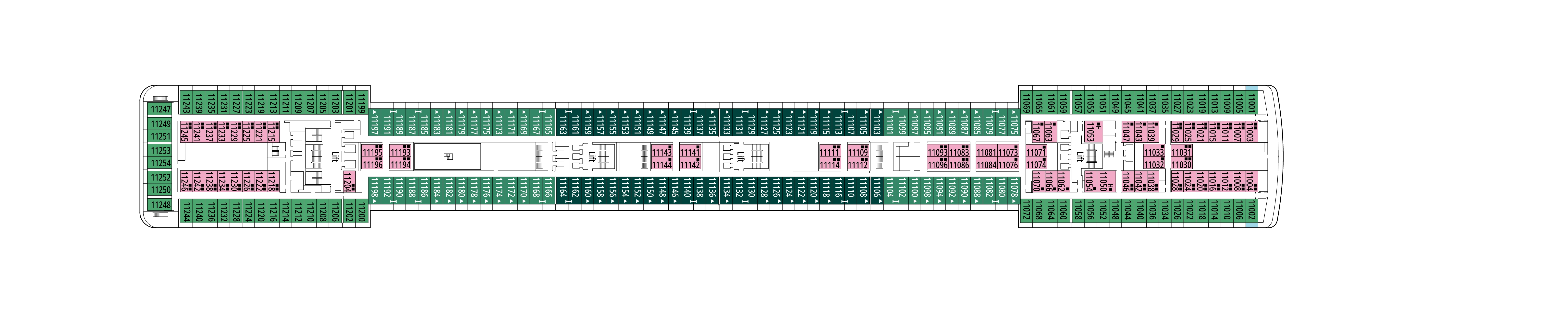 MSC Musica, Deck 11: official cabin and venue layout